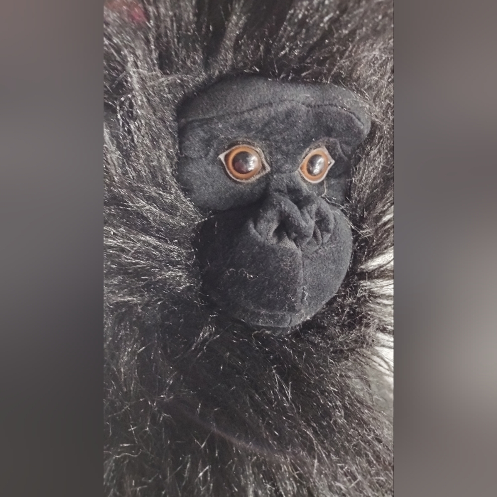 Gorilla Puppet Long Black Fur Vintage Real Looking Toy Plush Stuffed Ani…